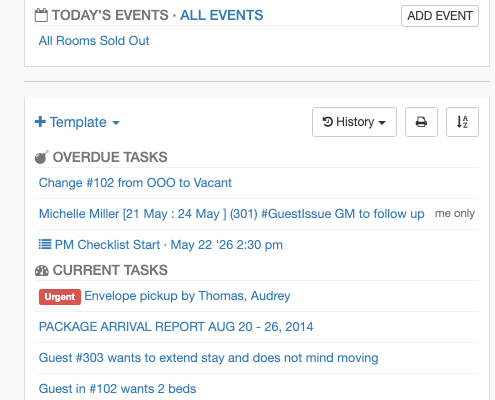 Sidebar task list with an urgent task pinned to the top showing the red Urgent badge